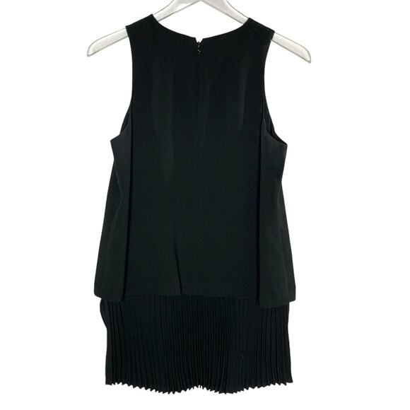 Theory S Womens Black Anastaza Winslow Layered Crepe Top Pleated Hem - Picture 3 of 9